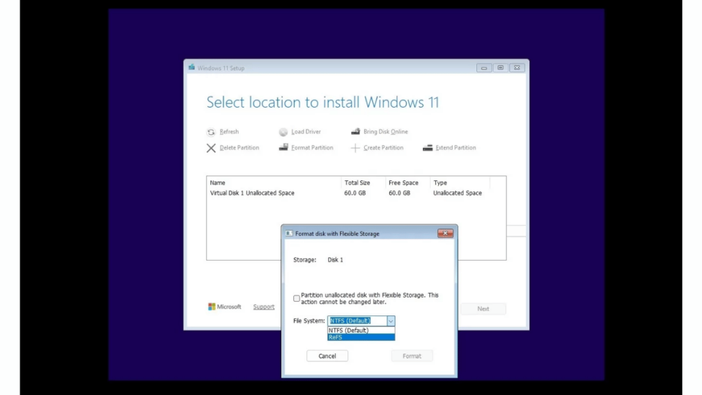 Windows 11 Kurulumunda NTFS ve ReFS Seçeneği Sunulacak