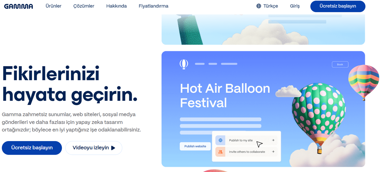 Gamma AI Yapay Zeka Sunum Oluşturma