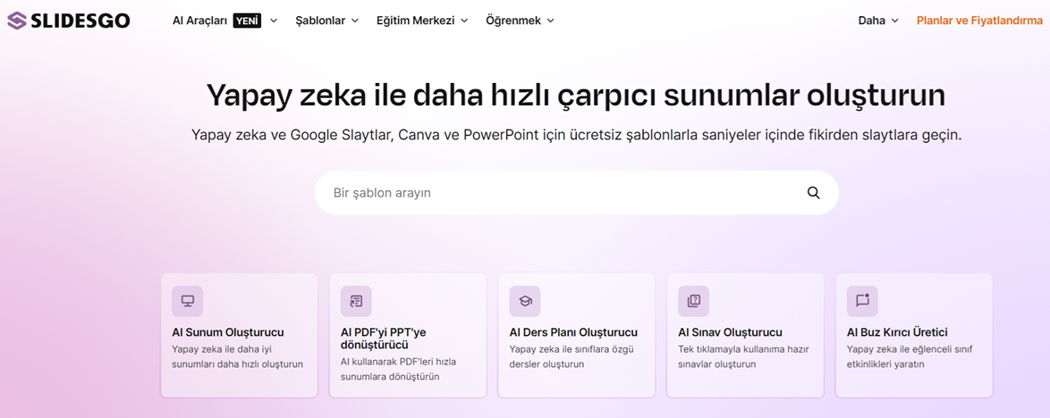 Slidesgo Yapay Zeka Sunum Oluşturma