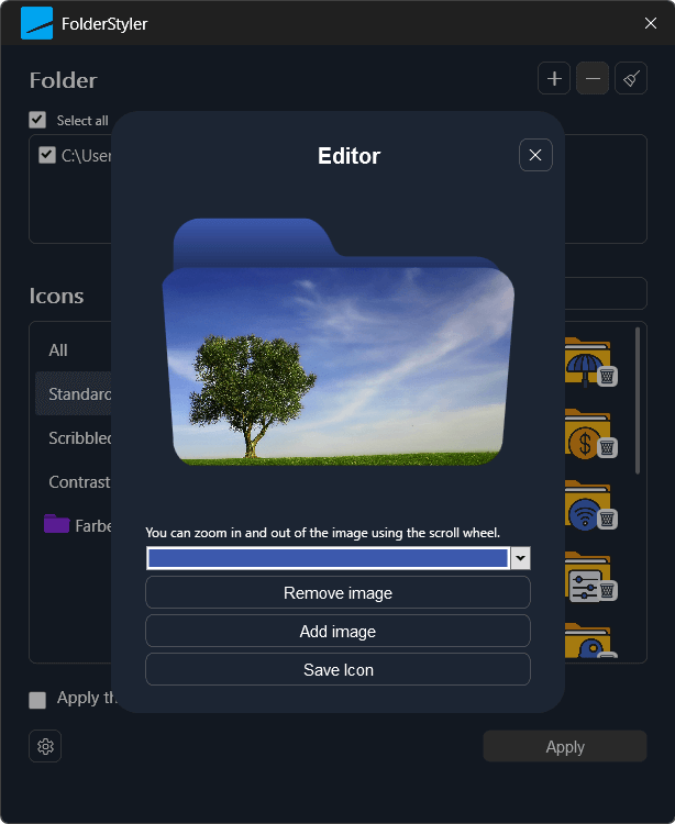 FolderStyler – Editor Penceresi