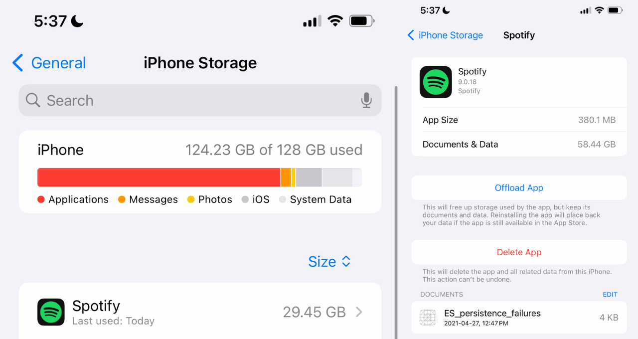 Spotify Çok Yer Kaplıyor: iPhone Depolama Alanını Tüketen Gizli Veri