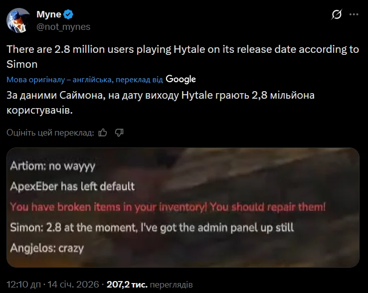 Hytale Çıkış Tarihinde 2,8 Milyon Kullanıcı Oyunu Oynuyor