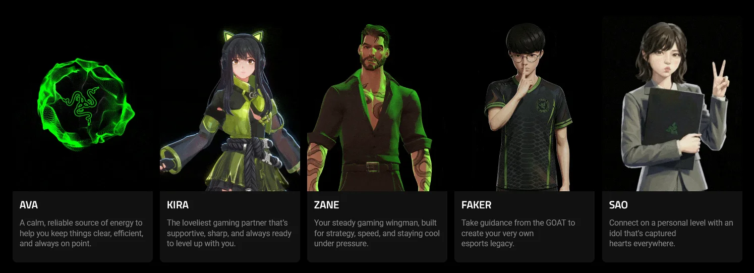 Razer Holografik Ekranlı Yapay Zekâ Asistanı Project AVA ve Karakterleri