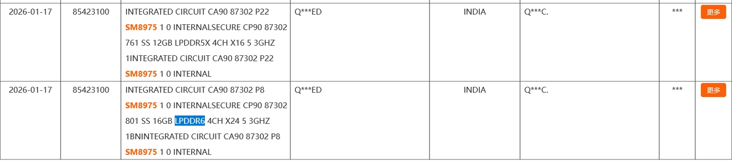 Snapdragon 8 Elite Gen 6 Pro Gümrük Kaydı ve LPDDR6 Desteği