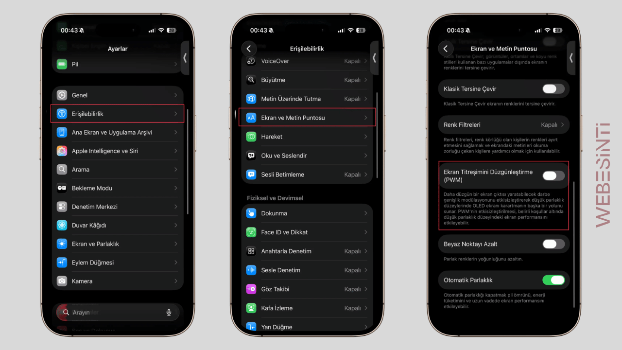 iPhone ekran titreşimi düzgünleştirme ayarı nasıl yapılır