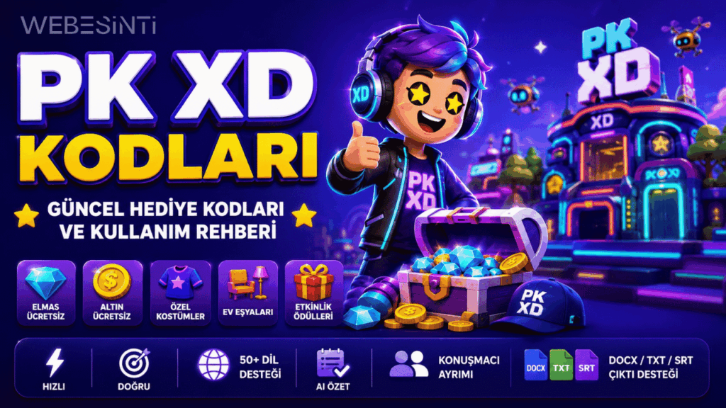 PK XD kodları rehberi kapak görseli. Ücretsiz hediye kodları, elmas, altın, kostümler ve etkinlik ödülleri hakkında bilgi.
