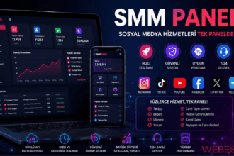 Instagram, TikTok, YouTube ve diğer sosyal medya platformları için SMM panel hizmetlerini temsil eden modern dijital pazarlama görseli.