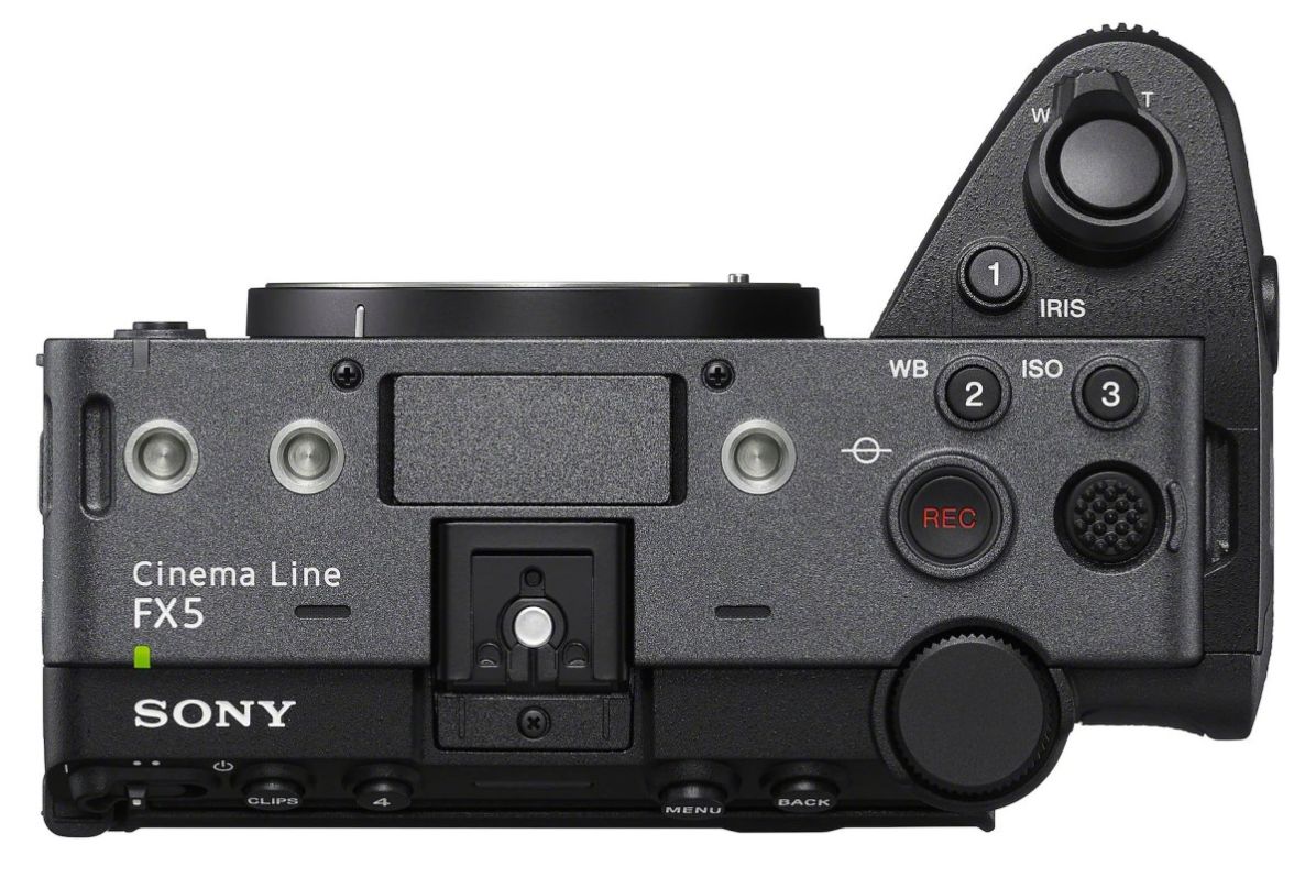 Sony Cinema Line FX5 profesyonel video kamerasının üstten görünümü