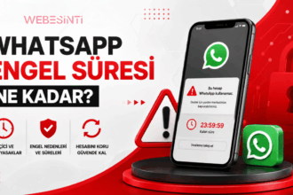 WhatsApp engel süresi, geçici ve kalıcı hesap yasakları hakkında bilgi veren akıllı telefon ekranı ve uyarı simgeleri içeren görsel.