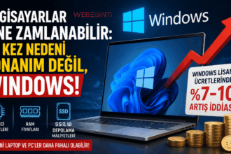 Windows lisans ücretlerindeki artış nedeniyle bilgisayar fiyatlarının yükselebileceğini gösteren laptop görseli Webesinti