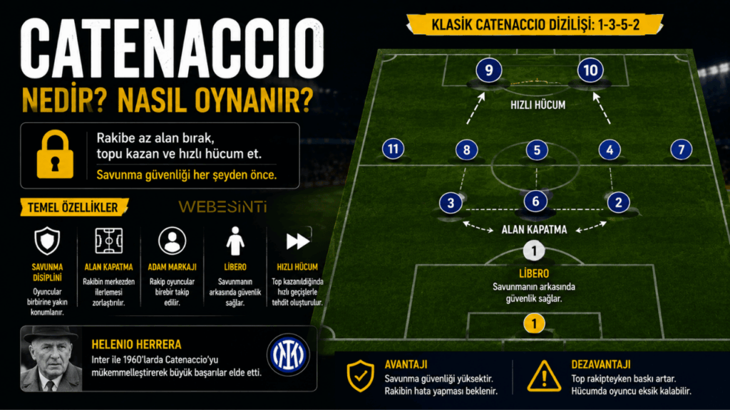 Catenaccio futbol taktiği ve klasik savunma sistemi