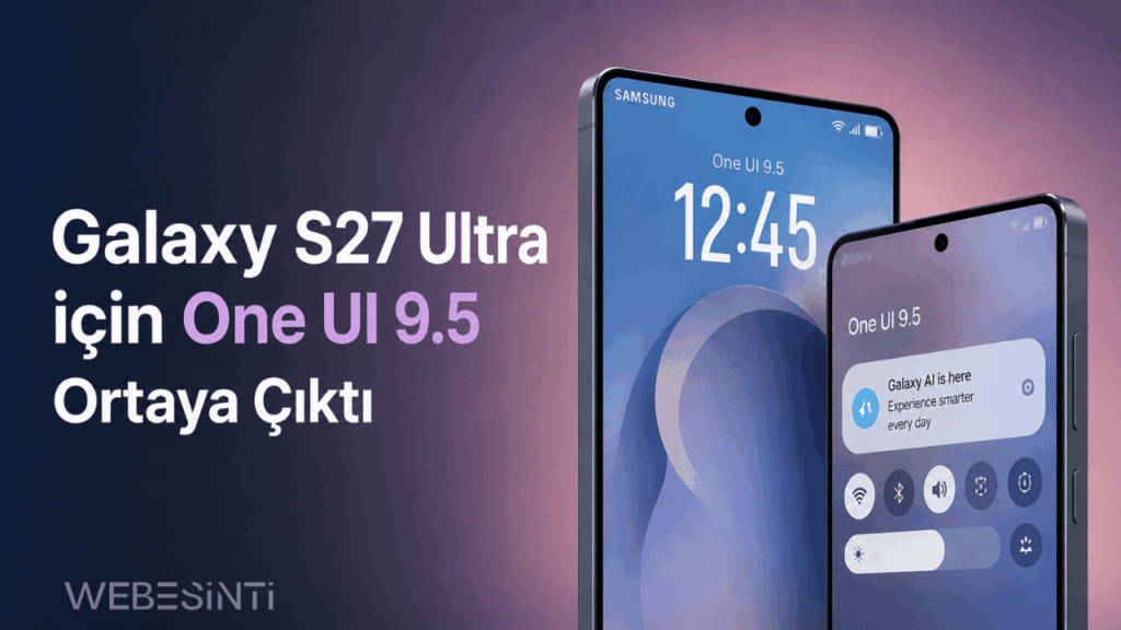 Galaxy S27 Ultra için test edilen ilk One UI 9.5 yazılımını gösteren Samsung akıllı telefon görseli