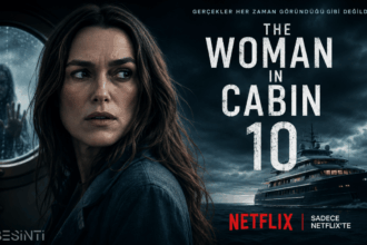 The Woman in Cabin 10 (2025) Netflix filmi için hazırlanan gerilim temalı kapak görseli